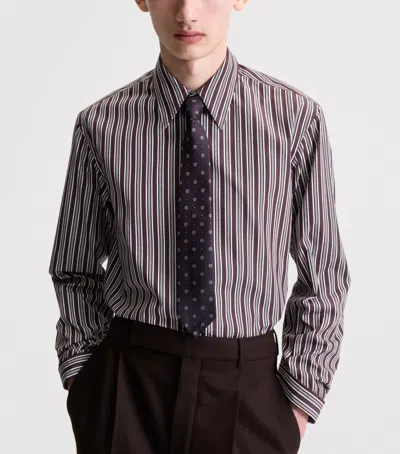 Saint Laurent Silk Jacquard Medallion Tie In Purple