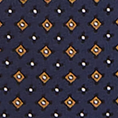 Saint Laurent Silk Geometric-pattern Tie In Blue