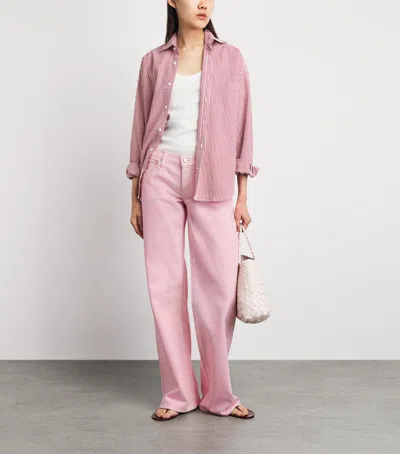 Frame The Pixie Gray Wide-leg Jeans In Pink