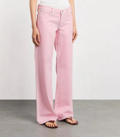 Frame The Pixie Gray Wide-leg Jeans In Pink