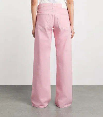 Frame The Pixie Gray Wide-leg Jeans In Pink