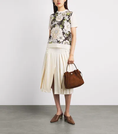 Tory Burch Silk-wool Floral T-shirt In Multi