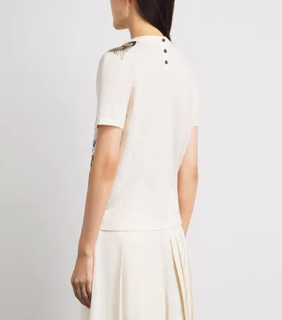 Tory Burch Silk-wool Floral T-shirt In Multi