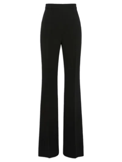 Max Mara Studio-inspired High-waist Flared Trousers With Pressed Pleats In Black