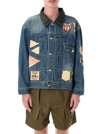 Found Patch Denim Jacket Patches Casual Jacket In Blue