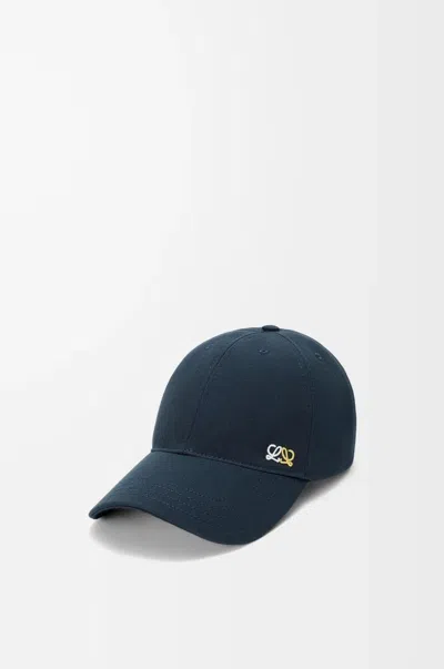 Loewe Flag Patch Cotton Baseball Cap In Deepnavy