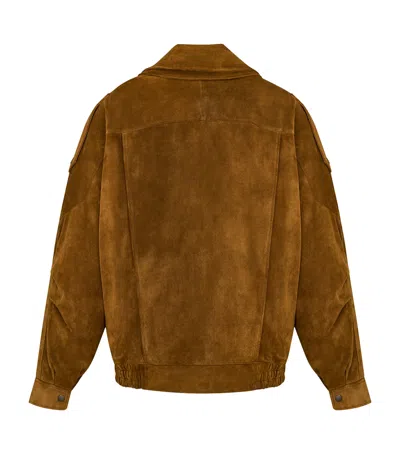 Saint Laurent Bomber Jacket In Split Leather In Brown