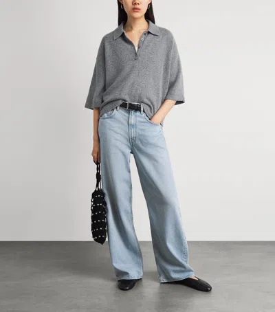 Agolde Solid Color Wide-leg Jeans In Blue