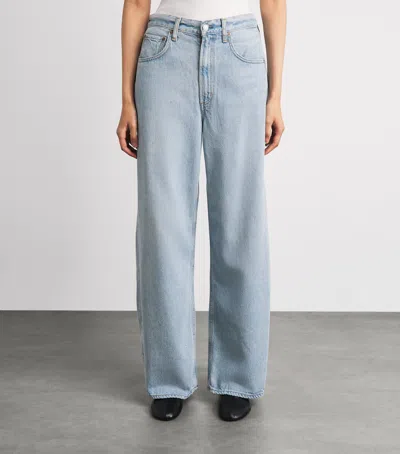 Agolde Solid Color Wide-leg Jeans In Blue