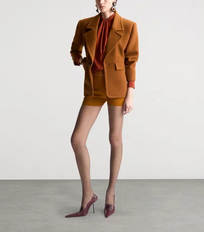 Saint Laurent Single-breasted Notched-lapel Jacket In Brown