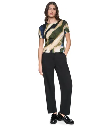 Dkny Print Mixed Rib Sweater In Animal Print