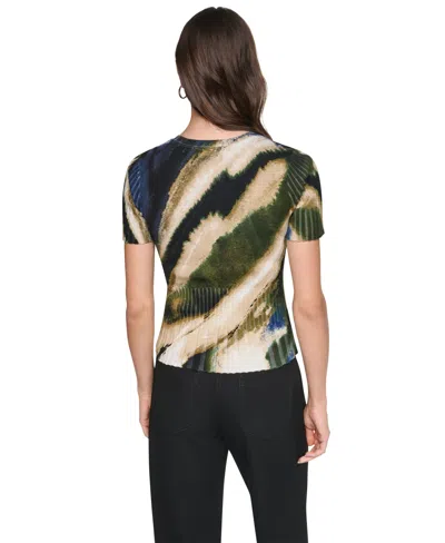 Dkny Print Mixed Rib Sweater In Animal Print