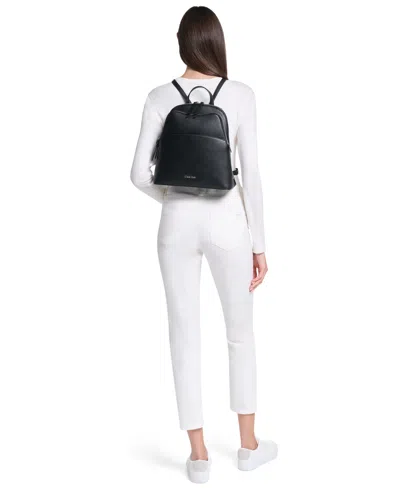 Calvin Klein Sylvie Multi-pocket Backpack Messenger In Black