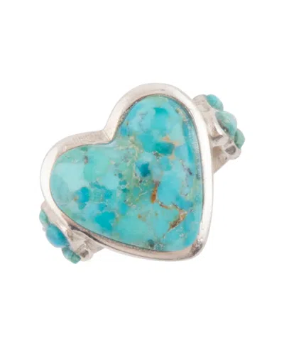 Barse Blue Turquoise Heart Silver Statement Ring In Silver
