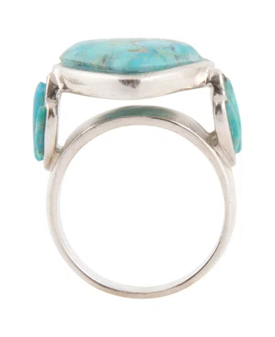 Barse Blue Turquoise Heart Silver Statement Ring In Silver