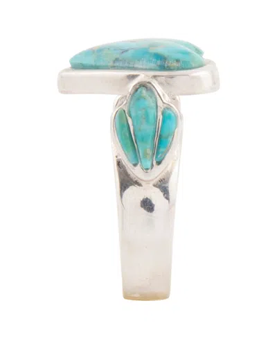 Barse Blue Turquoise Heart Silver Statement Ring In Silver