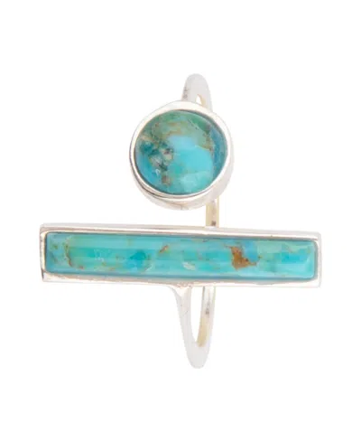 Barse Blue Turquoise Size Adjustable Silver Ring In Silver