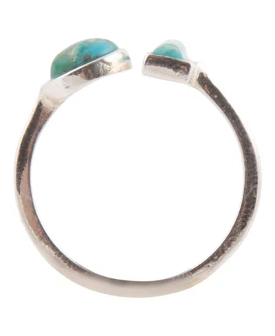 Barse Blue Turquoise Size Adjustable Silver Ring In Silver