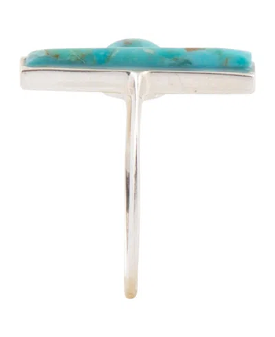 Barse Blue Turquoise Size Adjustable Silver Ring In Silver