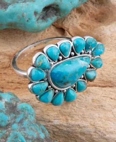 Barse Durango Blue Turquoise Multi-stone Silver Ring In Silver