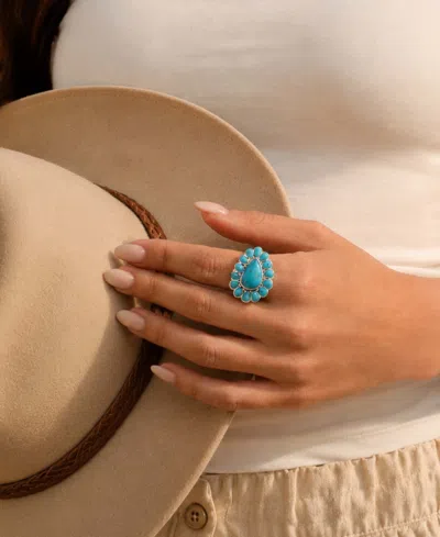 Barse Durango Blue Turquoise Multi-stone Silver Ring In Silver