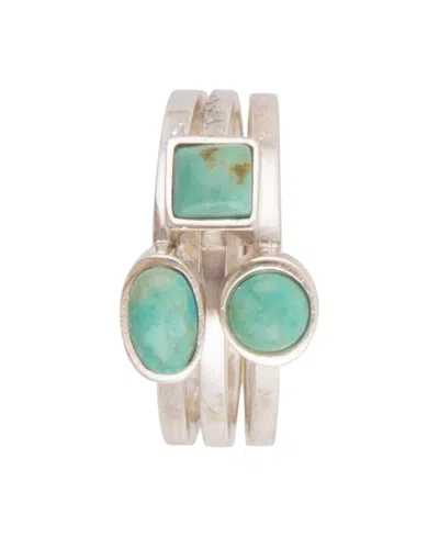 Barse Silver Blue Turquoise Stackable Ring In Silver