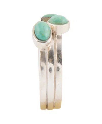 Barse Silver Blue Turquoise Stackable Ring In Silver
