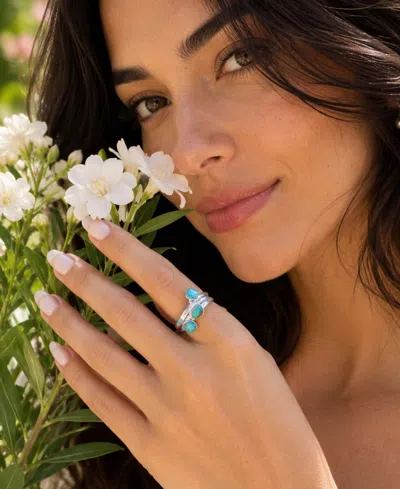 Barse Silver Blue Turquoise Stackable Ring In Silver