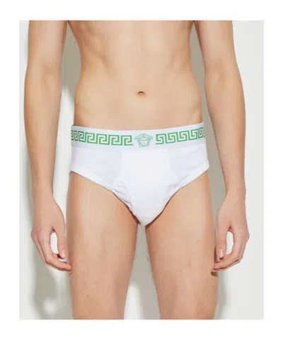Versace Ribbed Jersey Briefs In White