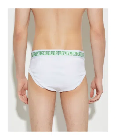Versace Ribbed Jersey Briefs In White