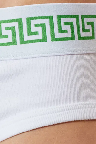 Versace Ribbed Jersey Briefs In White