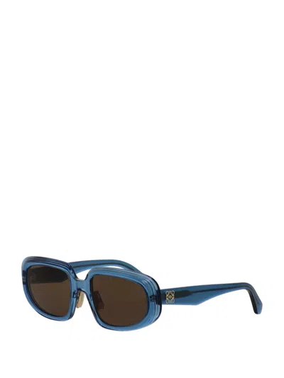 Loewe Mini Anagram Steps Rectangular Sunglasses For Woman In Blue