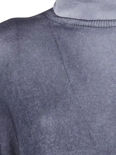 Avant Toi Gradient Effect High Neck Oversize Pullover With Slits In Blue