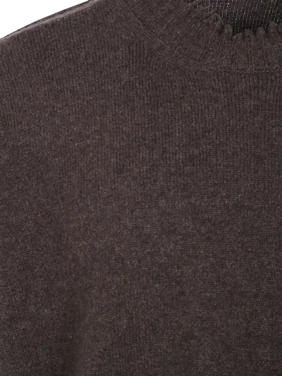 Uma Wang Sweater Torn Edge "plain Ws" In Brown