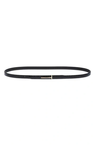 Tom Ford Skinny Python Embossed Leather Belt In White
