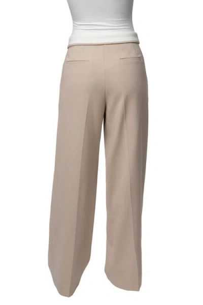 Jluxlabel Beige Command Pleat Trouser In Neutral