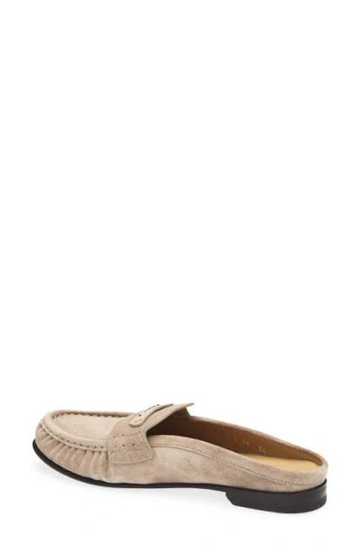 Fendi Suede Slides With Logo In Neutral