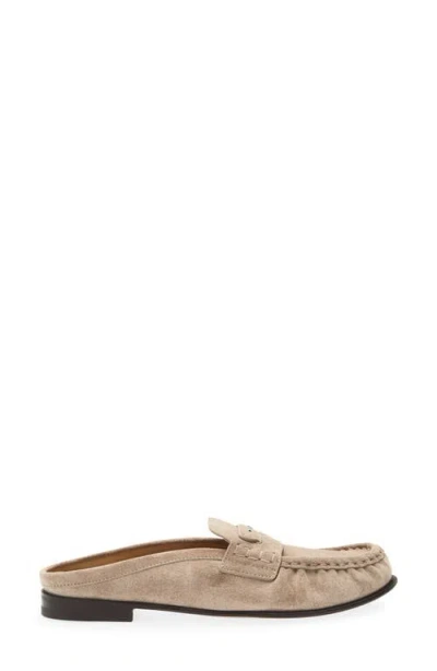 Fendi Suede Slides With Logo In Neutral