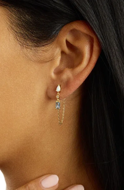 Athra Luxe Multi Stone Chain Drop Earring In Transparent