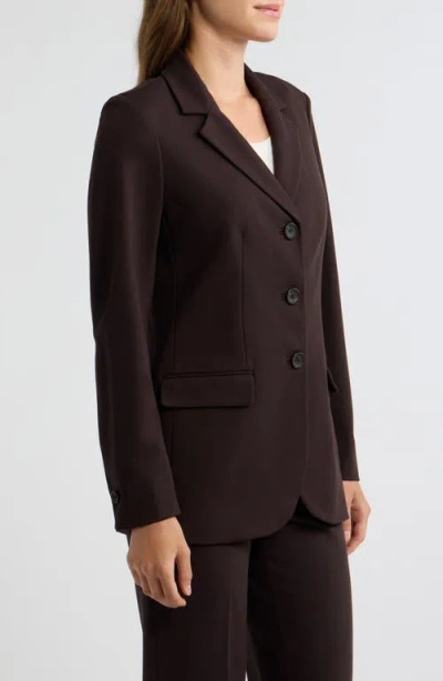 Anne Klein Three Button Blazer In Brown