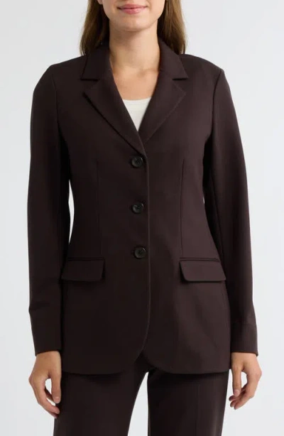 Anne Klein Three Button Blazer In Brown