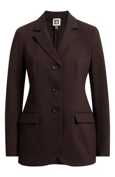Anne Klein Three Button Blazer In Brown