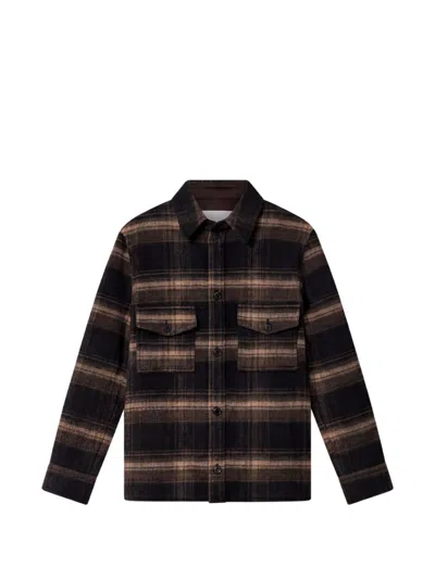 Isabel Marant Plaid Structured Collar Wool-blend Jacket In Brown