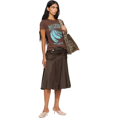 Ganni Future Jersey Baby Fit Banana In Brown