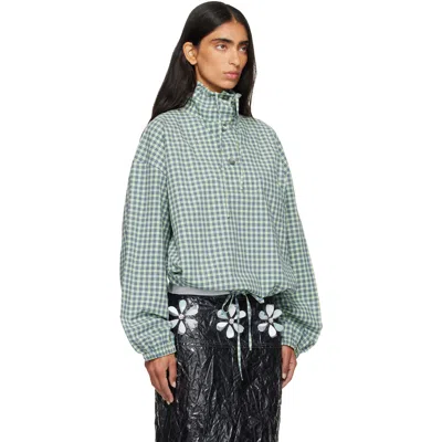 Marni Green Checked Poplin Blouse In Green