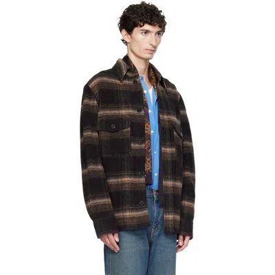 Isabel Marant Plaid Structured Collar Wool-blend Jacket In Brown