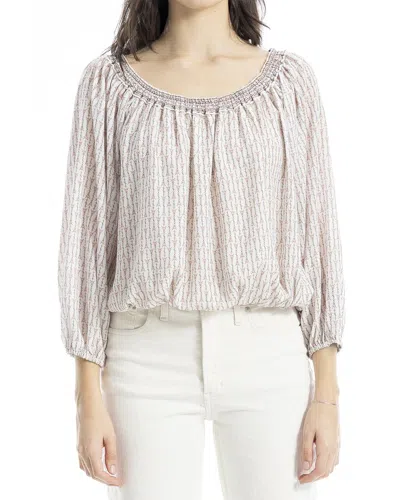 Max Studio Smock Neck Bubble Hem Blouse In Gray