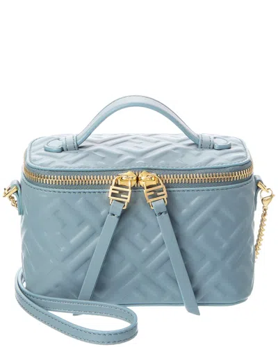 Fendi Ff Leather Vanity Case In Blue