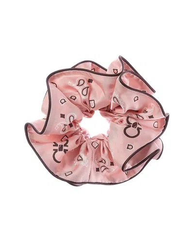 Ferragamo Arabesque Silk Scrunchie In Pink