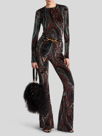 Etro Jacquard Chenille Sweater With Paisley Pattern In Brown